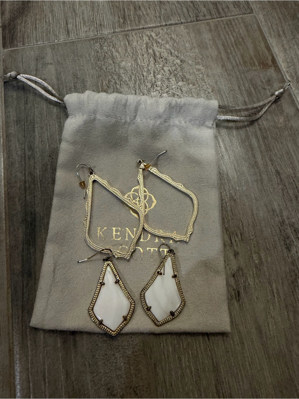 Kendra Scott Gold and White Drop Earrings - Two Pair Set